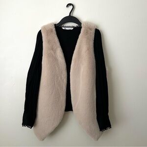 Anthropologie Faux Fur cream vest